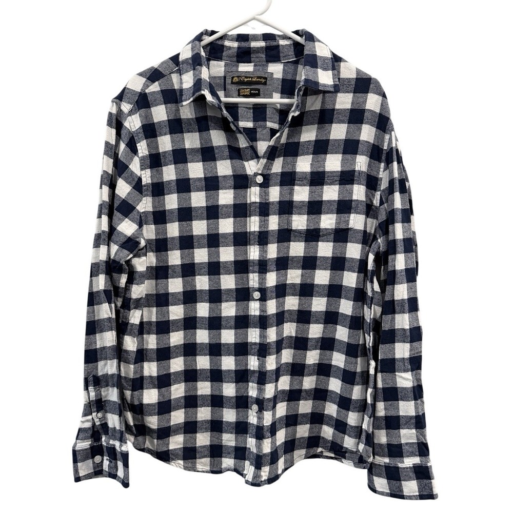English Laundry London Button Down Flannel Men's Blue And White Size Medium